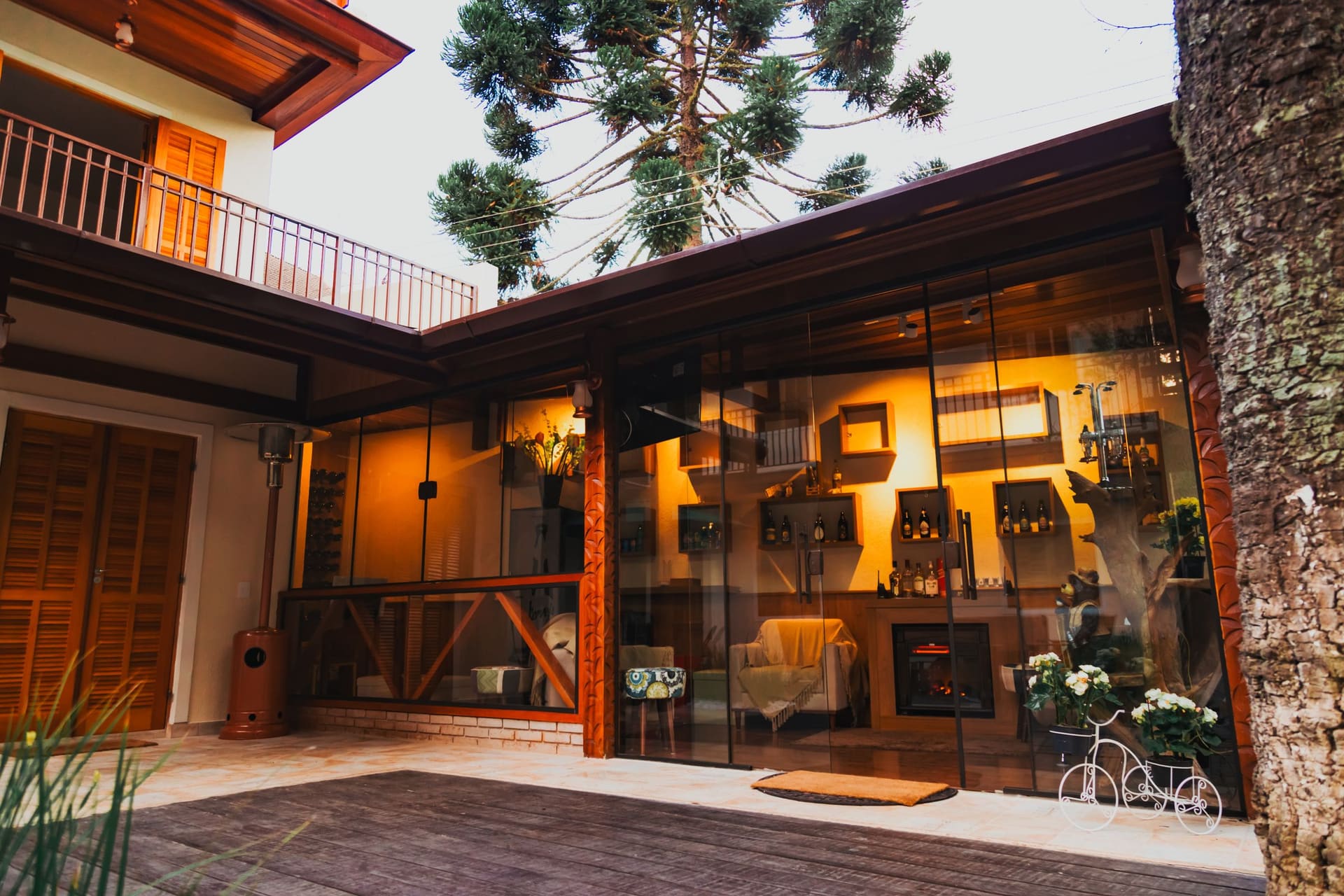 A home addition joined to the original structure